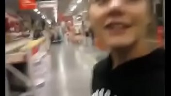 Play Horny teen gilrfriend sucking in a public store