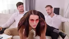 Play Busty Brunette Victoria Daniels in DP Threesome for Business