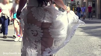 Play Funk City - Jeny Smith walks in public in transparent dress without panties